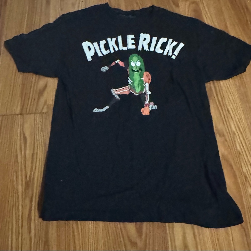 Rick & Morty‎ Pickle Rick Black T-Shirt Graphic Size M Cartoon Funny Geek Y2k